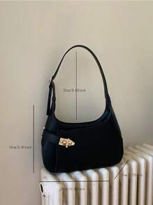Minimalist Hobo Bag Medium Twist Lock Black - Black - View 11