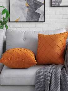 1入組素色靠墊套無填充物現代梭織裝飾傢居抱枕套 - 橘色 - 查看 2