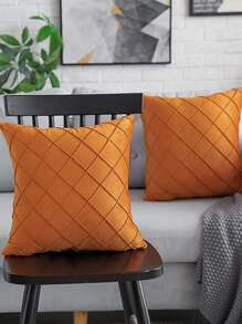 1入組素色靠墊套無填充物現代梭織裝飾傢居抱枕套 - 橘色 - 查看 4