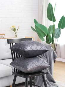 1 Đồng Màu Đệm Không Chất Độn, Tối Giản Vải Dệt Trang Trí Ném Gối Cho Gia Đình - Màu xám đen - Xem 3