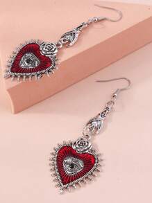 2入組眼睛細節心形耳墜 - 彩色 - 查看 2