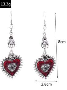 2入組眼睛細節心形耳墜 - 彩色 - 查看 3