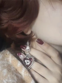 2入組眼睛細節心形耳墜 - 彩色 - 查看 4