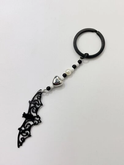 蝙蝠和愛心裝飾鑰匙圈