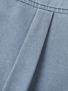 嬰兒雙口袋牛仔襯衫和短褲 - 淺色水洗藍 - 查看 5