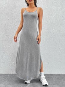 SHEIN EZwear 弧形下擺吊帶洋裝 - 淺灰色 - 查看 2