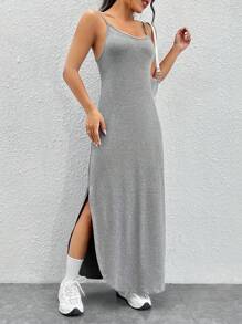 SHEIN EZwear 弧形下擺吊帶洋裝 - 淺灰色 - 查看 5