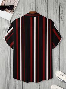 Manfinity Homme Áo sơ mi Nam Nút phía trước Sọc Giải trí - màu đen - Xem 2