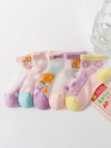 5 đôi Vớ họa tiết hoạt hình cho bé gái mới tập đi - Nhiều màu - Xem 1