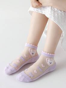 5 Đôi Vớ Hoạt Hình Đầu Gấu & Hình Trái Tim Cho Bé Gái Tập Đi Cho Cuộc Sống Hàng Ngày - Nhiều màu - Xem 3