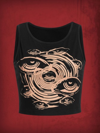 Grunge Punk Tank Top mit Auge Muster