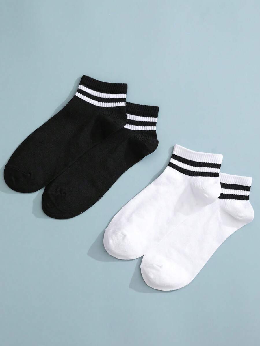 2pairs Men Striped Pattern Casual Ankle Socks For Daily Life - Multicolor - View 1