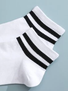 2pairs Men Striped Pattern Casual Ankle Socks For Daily Life - Multicolor - View 2