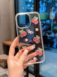Cherry Decor Clear Phone Case - Multicolor - View 3
