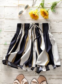 SHEIN Clasi Quần Short kích thước lớn Dải chun Thắt nơ trước Khối Màu Giải trí - Nhiều màu - Xem 1