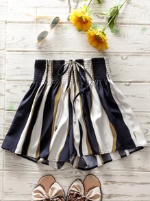 SHEIN Clasi Quần Short kích thước lớn Dải chun Thắt nơ trước Khối Màu Giải trí - Nhiều màu - Xem 3