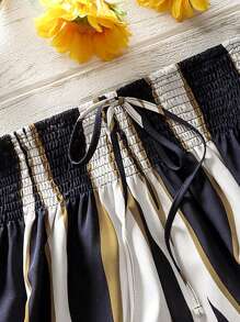 SHEIN Clasi Quần Short kích thước lớn Dải chun Thắt nơ trước Khối Màu Giải trí - Nhiều màu - Xem 5