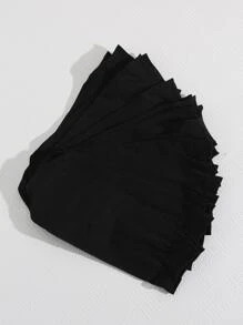 10對女士素色休閒中筒襪適用於日常 - 黑色 - 查看 1