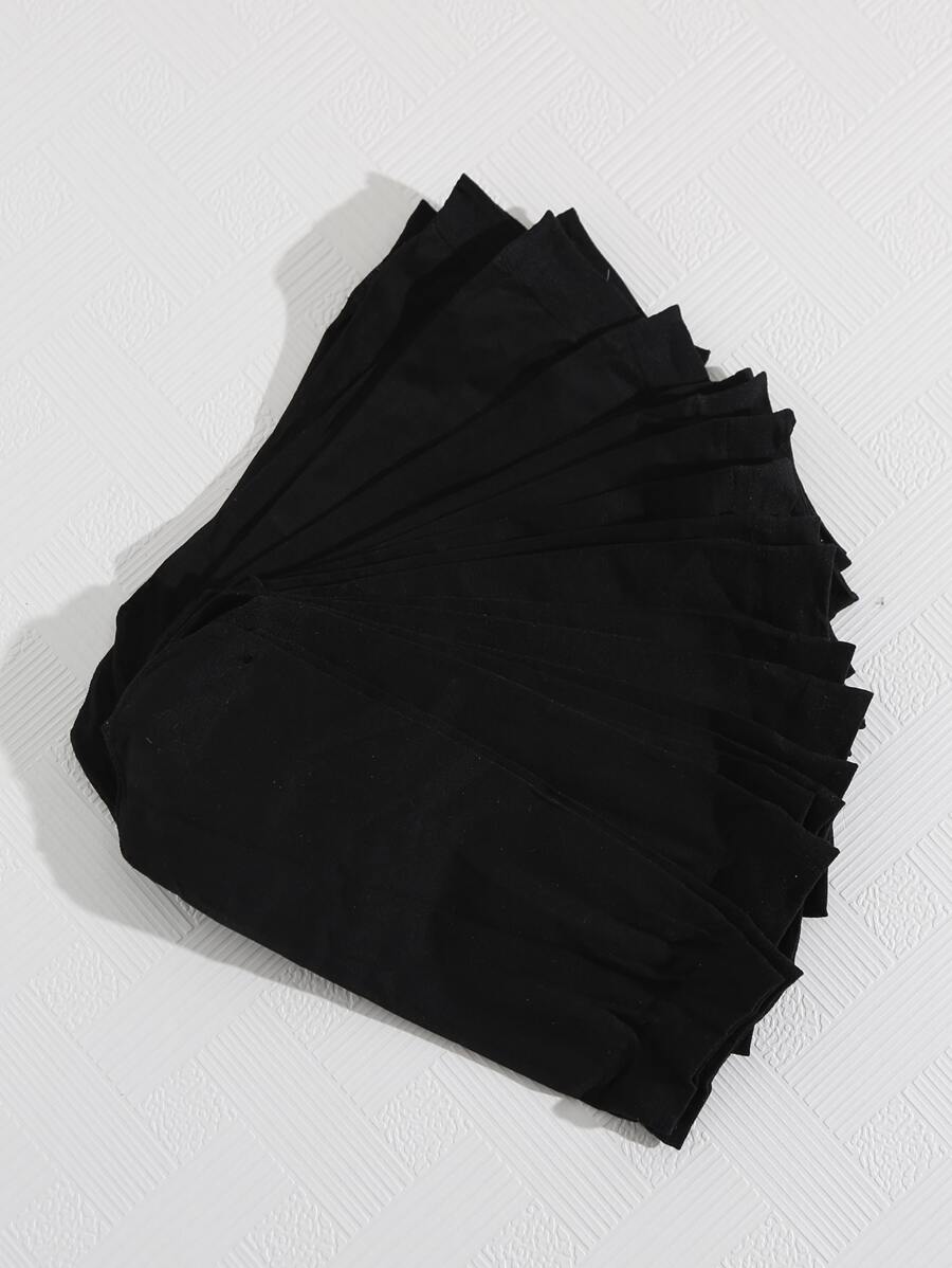 10對女士素色休閒中筒襪適用於日常 - 黑色 - 查看 1