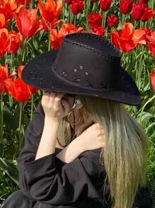 1pc Women Stitch Detail Cowboy Hat For Daily Life - Black - View 2