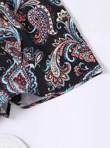佩斯利印花附腰帶短褲 - 彩色 - 查看 5