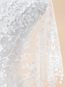 1入組女性花卉蕾絲時尚披肩適用於日常 - 白色 - 查看 2