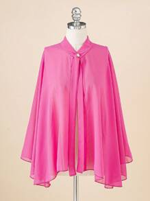 1入組女士人造珍珠裝飾時尚披肩日常裝飾 - 玫紅色 - 查看 2