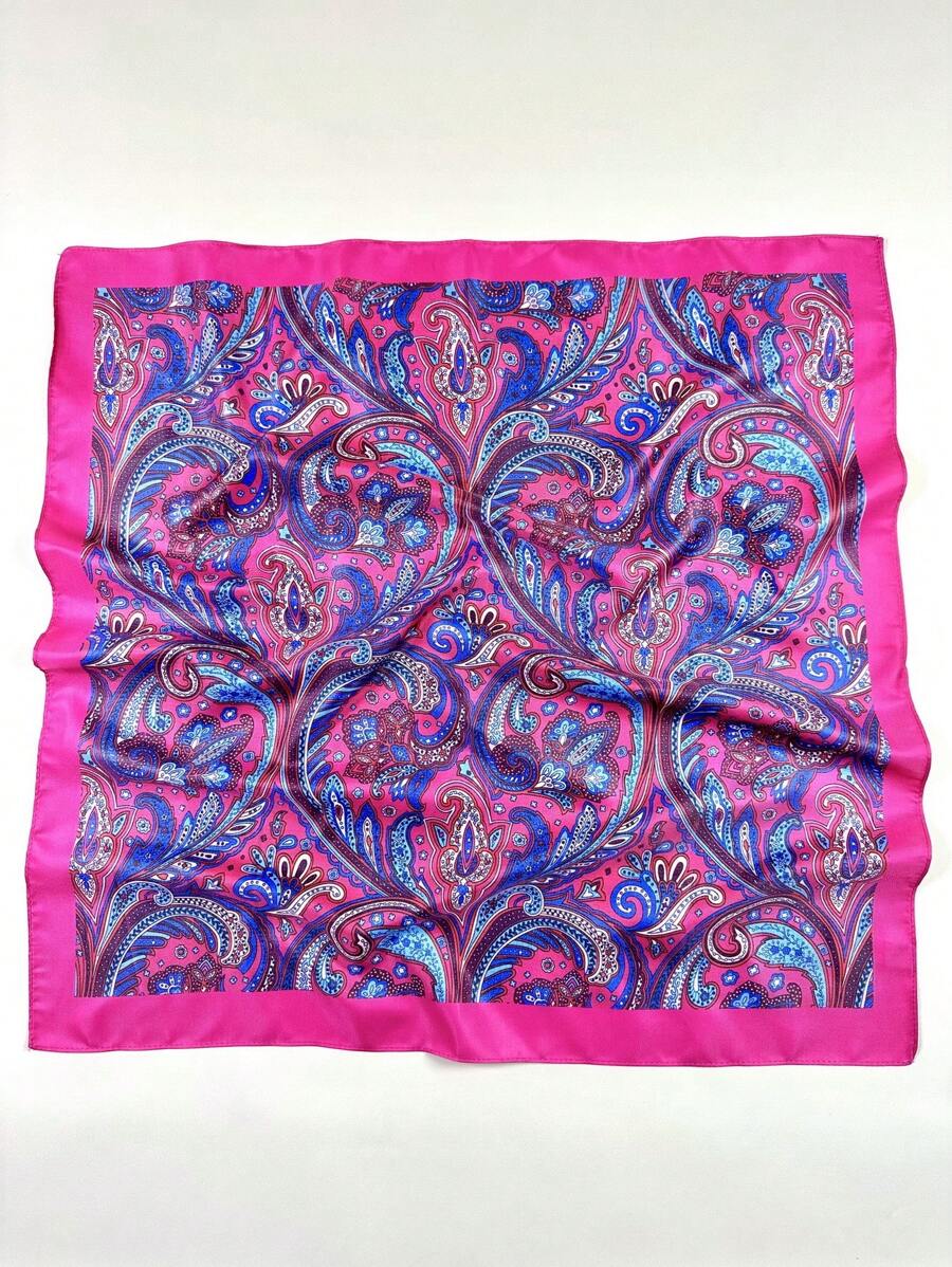 1入組女士捲形花紋時尚方巾日常裝飾 - 彩色 - 查看 1