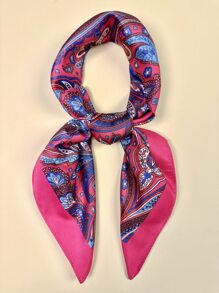 1入組女士捲形花紋時尚方巾日常裝飾 - 彩色 - 查看 2