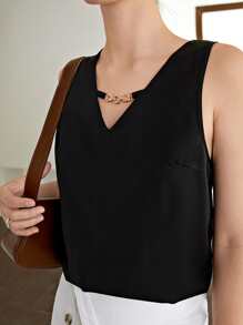 BizChic 鏈條細節無袖上衣工作服 - 黑色 - 查看 12