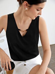 BizChic 鏈條細節無袖上衣工作服 - 黑色 - 查看 5