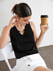 BizChic 鏈條細節無袖上衣工作服 - 黑色 - 查看 8