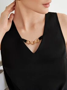 BizChic 鏈條細節無袖上衣工作服 - 黑色 - 查看 11