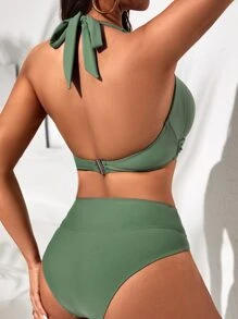 SHEIN Swim Summer Beach Criss Cross Front Push Up Bikini Set