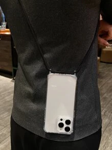 Clear Phone Case With Strap - Black - View 2