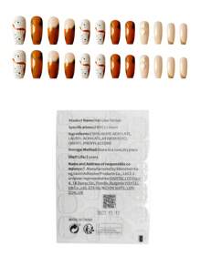 24入組長款棺材圖案假指甲和1張膠帶 - 彩色 - 查看 2