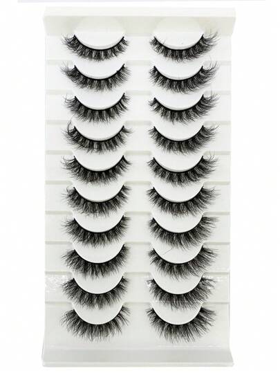 HBZGTLAD 10 pares de pestañas postizas suaves y esponjosas, pestañas postizas 3D de visón dramáticas, extensión de pestañas, maquillaje de pestañas postizas 3D