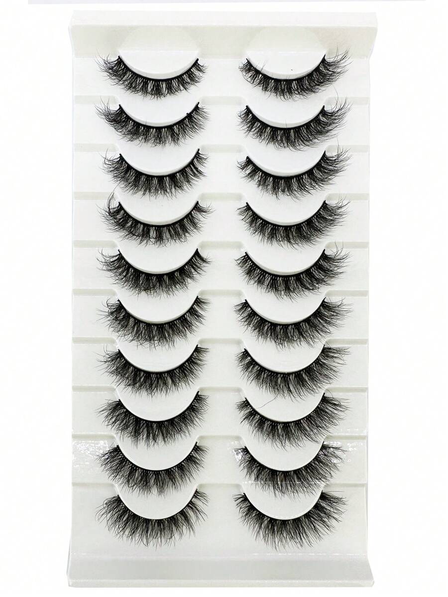 HBZGTLAD 10 pares de pestañas postizas suaves y esponjosas, pestañas postizas 3D de visón dramáticas, extensión de pestañas, maquillaje de pestañas postizas 3D - Negro - Ver 1