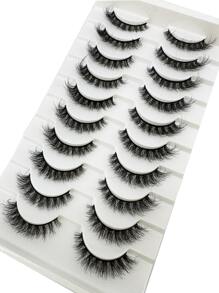 HBZGTLAD 10 pares de pestañas postizas suaves y esponjosas, pestañas postizas 3D de visón dramáticas, extensión de pestañas, maquillaje de pestañas postizas 3D - Negro - Ver 2