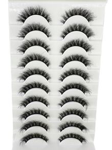 HBZGTLAD 10 pares de pestañas postizas suaves y esponjosas, pestañas postizas 3D de visón dramáticas, extensión de pestañas, maquillaje de pestañas postizas 3D - Negro - Ver 4