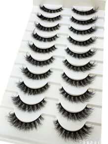 HBZGTLAD 10 pares de pestañas postizas suaves y esponjosas, pestañas postizas 3D de visón dramáticas, extensión de pestañas, maquillaje de pestañas postizas 3D - Negro - Ver 5