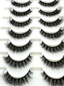 HBZGTLAD 10 pares de pestañas postizas suaves y esponjosas, pestañas postizas 3D de visón dramáticas, extensión de pestañas, maquillaje de pestañas postizas 3D - Negro - Ver 6