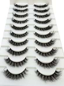 HBZGTLAD 10 pares de pestañas postizas suaves y esponjosas, pestañas postizas 3D de visón dramáticas, extensión de pestañas, maquillaje de pestañas postizas 3D - Negro - Ver 7