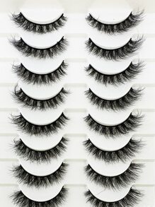 HBZGTLAD 10 pares de pestañas postizas suaves y esponjosas, pestañas postizas 3D de visón dramáticas, extensión de pestañas, maquillaje de pestañas postizas 3D - Negro - Ver 8