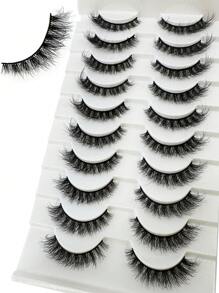 HBZGTLAD 10 pares de pestañas postizas suaves y esponjosas, pestañas postizas 3D de visón dramáticas, extensión de pestañas, maquillaje de pestañas postizas 3D - Negro - Ver 9