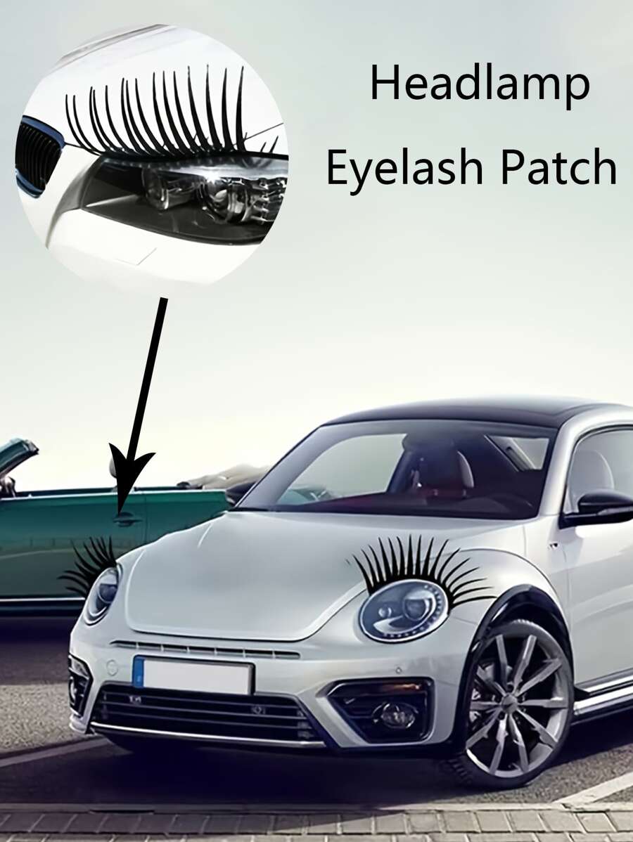 2pcs 3D Eyelash Design Car Sticker - Black - View 1
