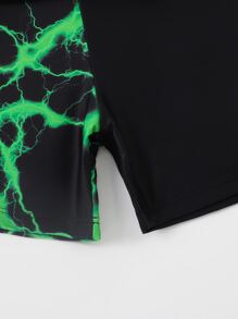 Tween Boy Lightning Pattern Beach Swimsuit - Black - View 4