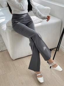 DAZY Quần ống loe màu trơn dài thường ngày cho nữ công sở mùa thu - Xám - Xem 4