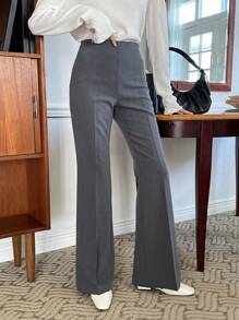 DAZY Quần ống loe màu trơn dài thường ngày cho nữ công sở mùa thu - Xám - Xem 6