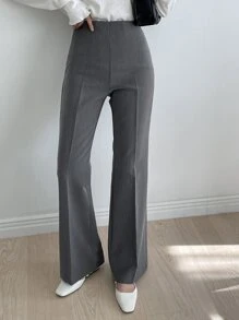 DAZY Quần ống loe màu trơn dài thường ngày cho nữ công sở mùa thu - Xám - Xem 7